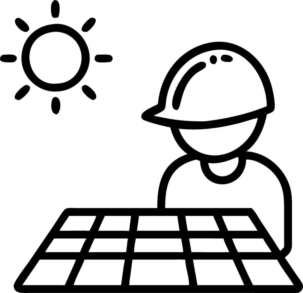 Engineer inspecting solar panels on factory roof Set 2 vector
