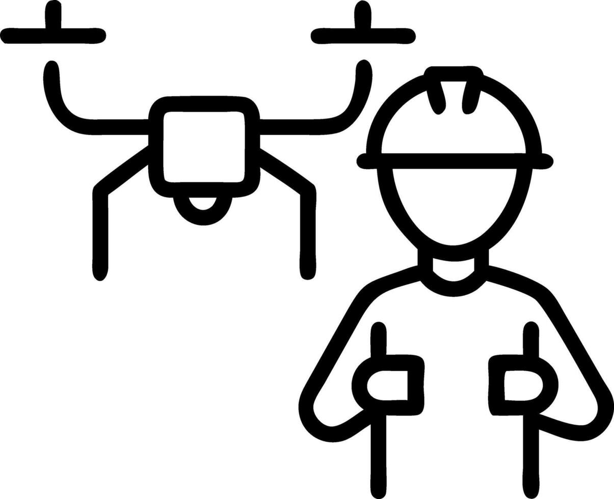 Engineer controlling drone via tablet at construction site with copy space vector
