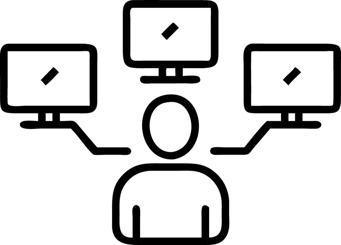 Employee struggling with multiple screens Set 2 vector