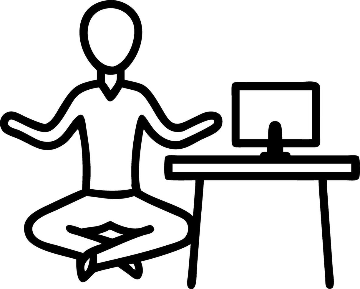Employee practicing yoga at the office Set 3 vector