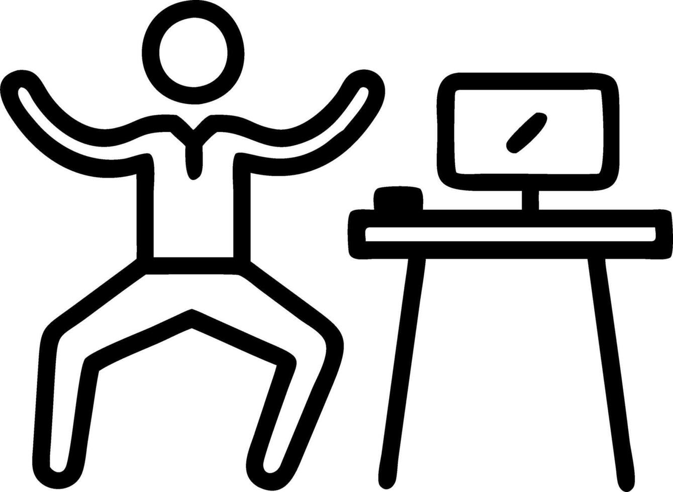 Employee practicing yoga at the office vector
