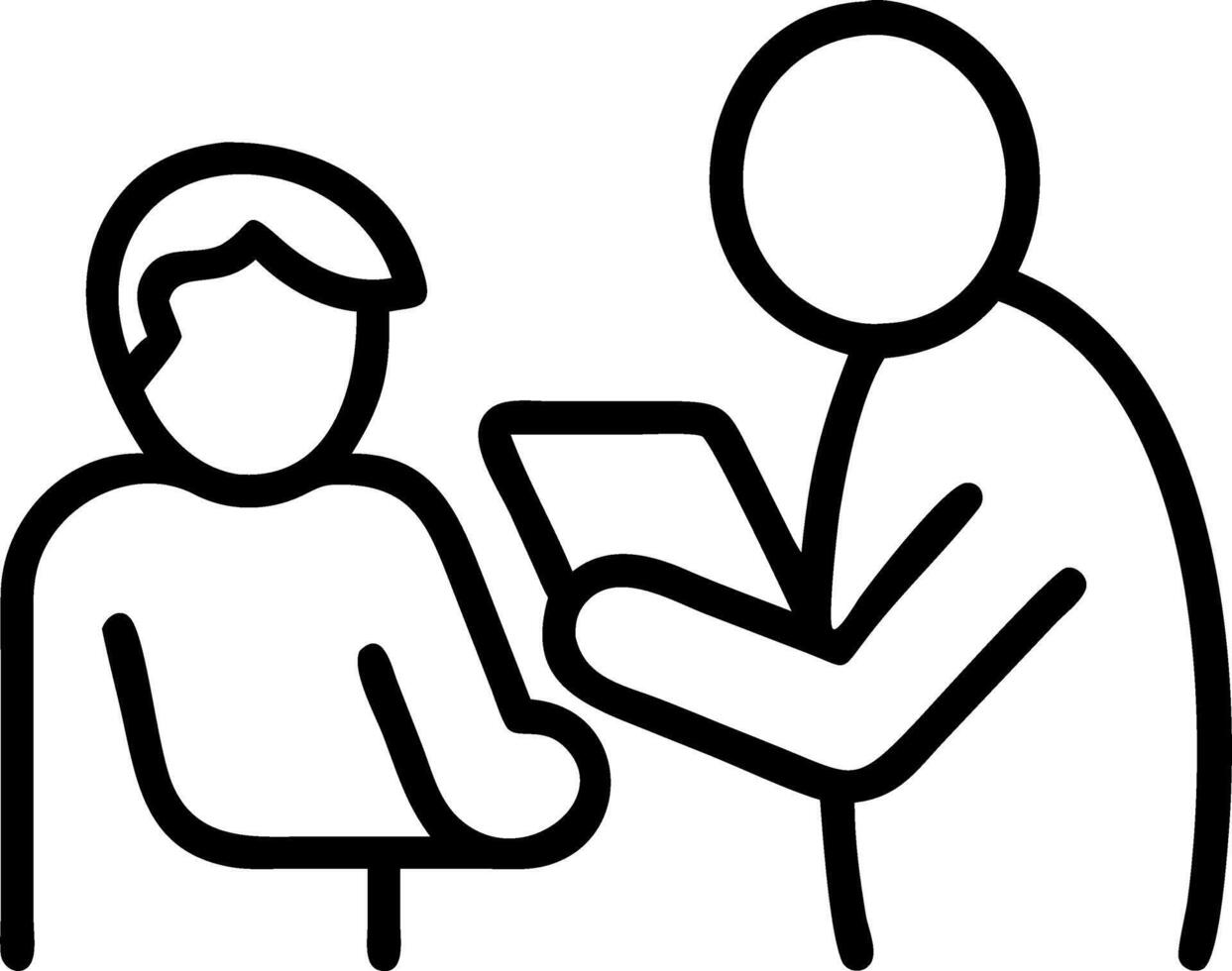 Elderly person learning to use tablet with help from young adult with copy space vector
