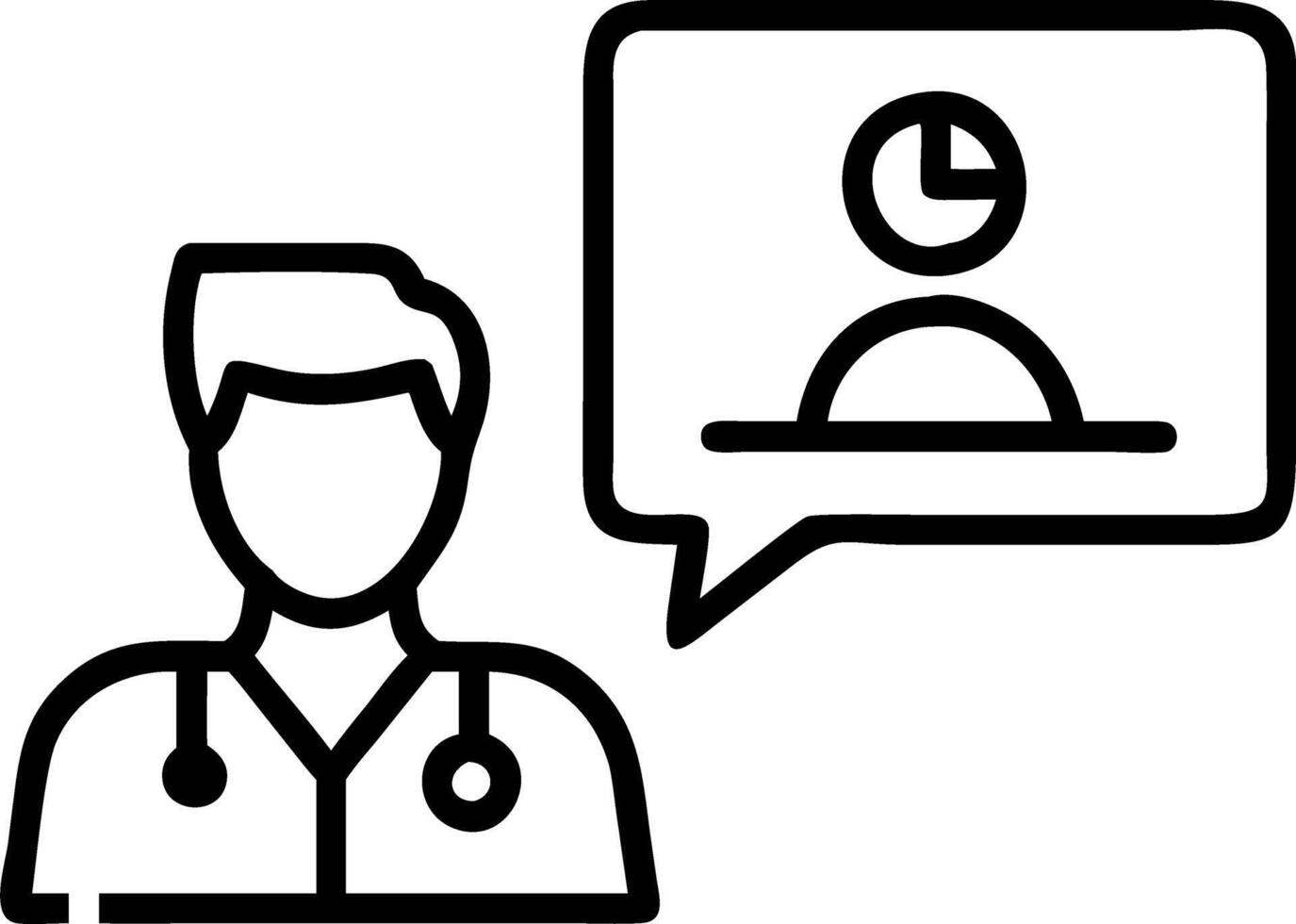 Doctor consulting patient remotely in sleek office background vector