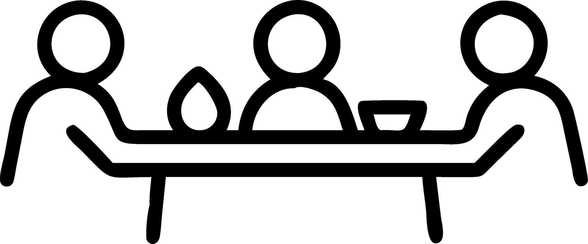 Diverse group sharing meal at long table with copy space vector