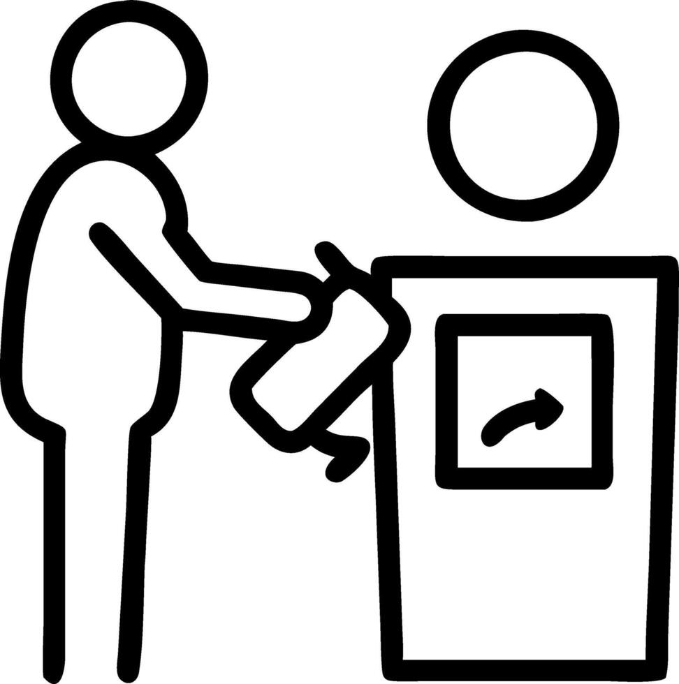 Customer exchanging packaging at store eco friendly return station vector