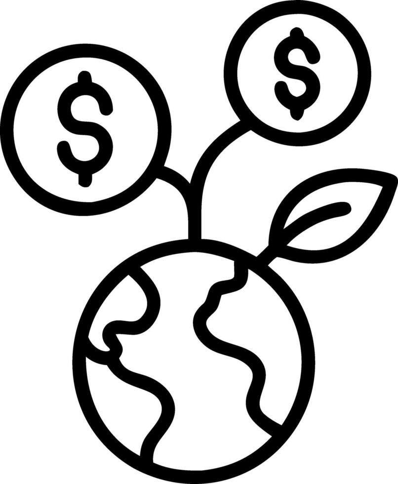 Coins forming a globe with green tree overlay and copy space vector