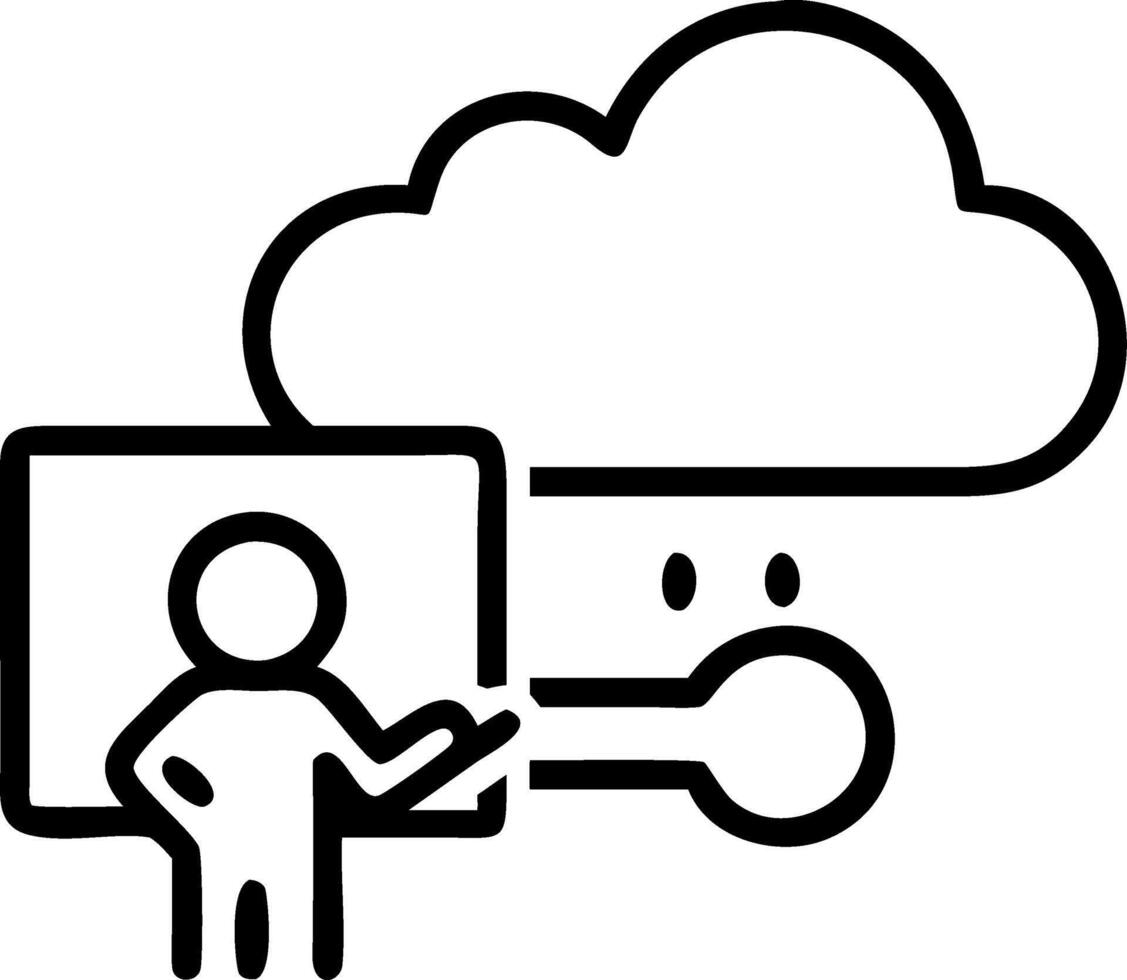 Cloud consultant presenting cloud benefits with bokeh digital art background copy space vector