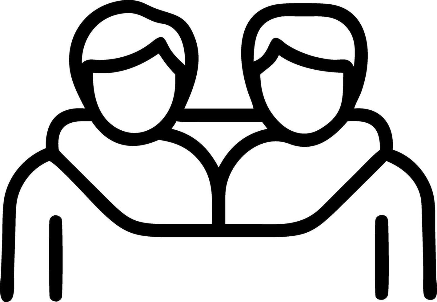 Close up portrait of friends sharing a blanket outdoors copy space on side. vector
