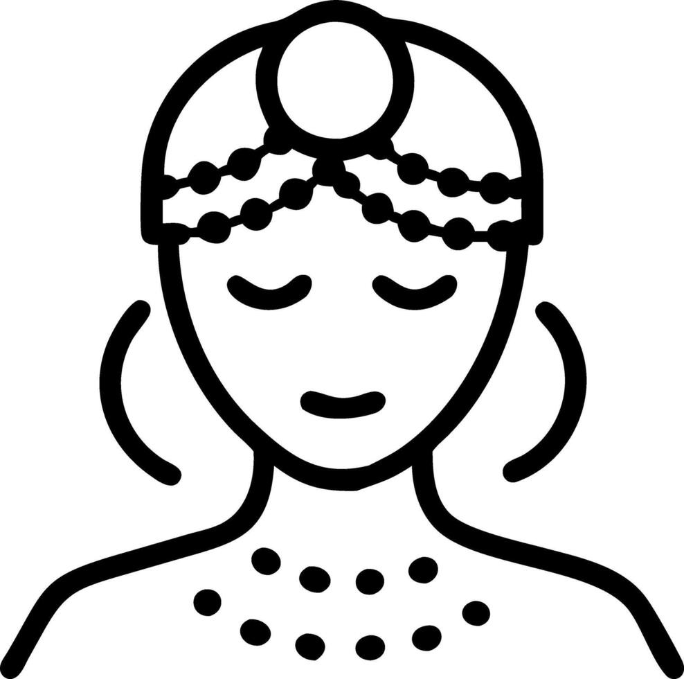 Close up portrait of a woman enjoying a steam sauna with beads on her forehead copy space on side. Set 13 vector