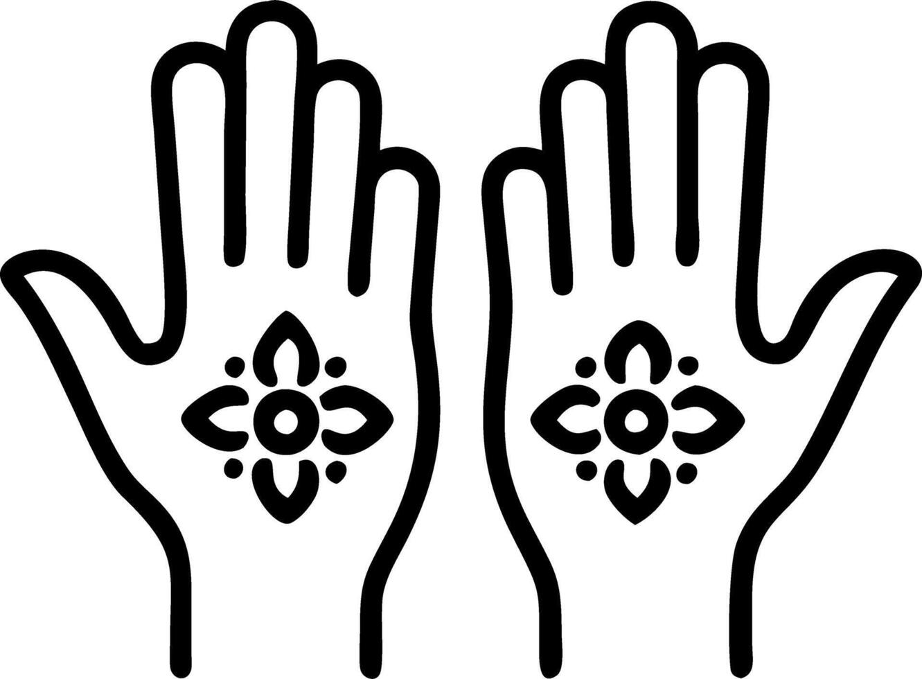 Close up portrait of a person with henna patterns depicting celestial symbols copy space below. vector