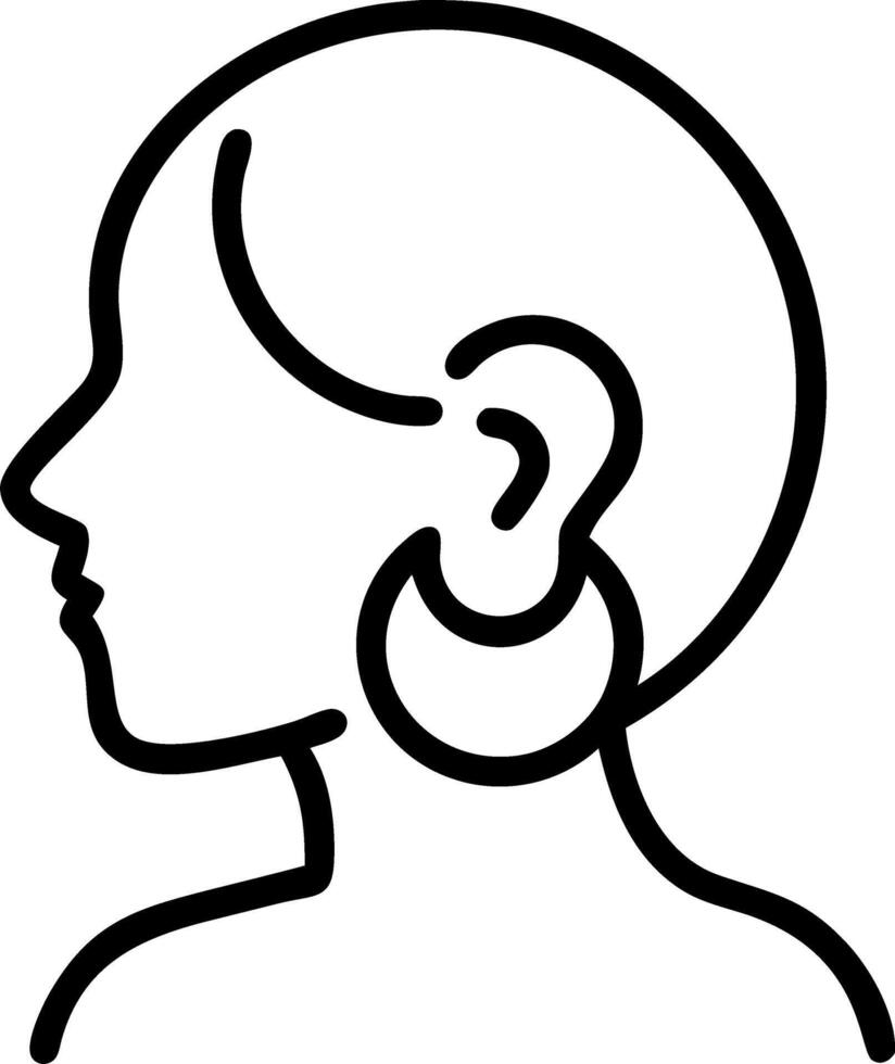 Close up portrait of a person wearing earrings shaped like crescent moons copy space on the side. vector