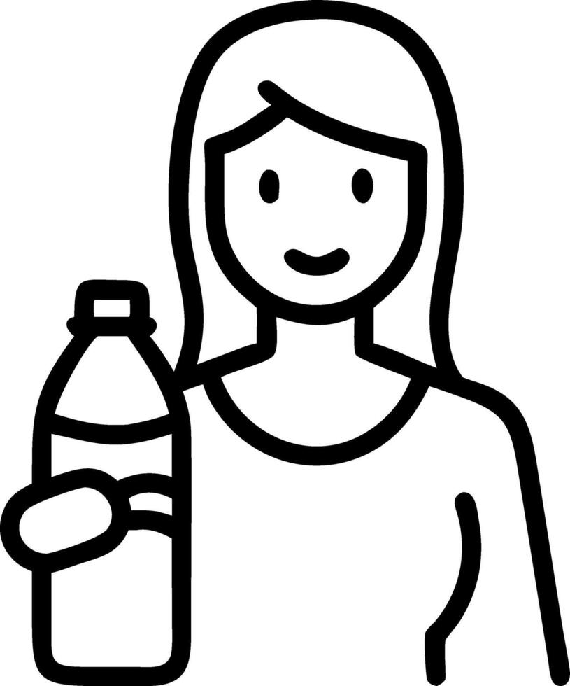Close up portrait of a businesswoman holding a reusable water bottle with a green office background vector