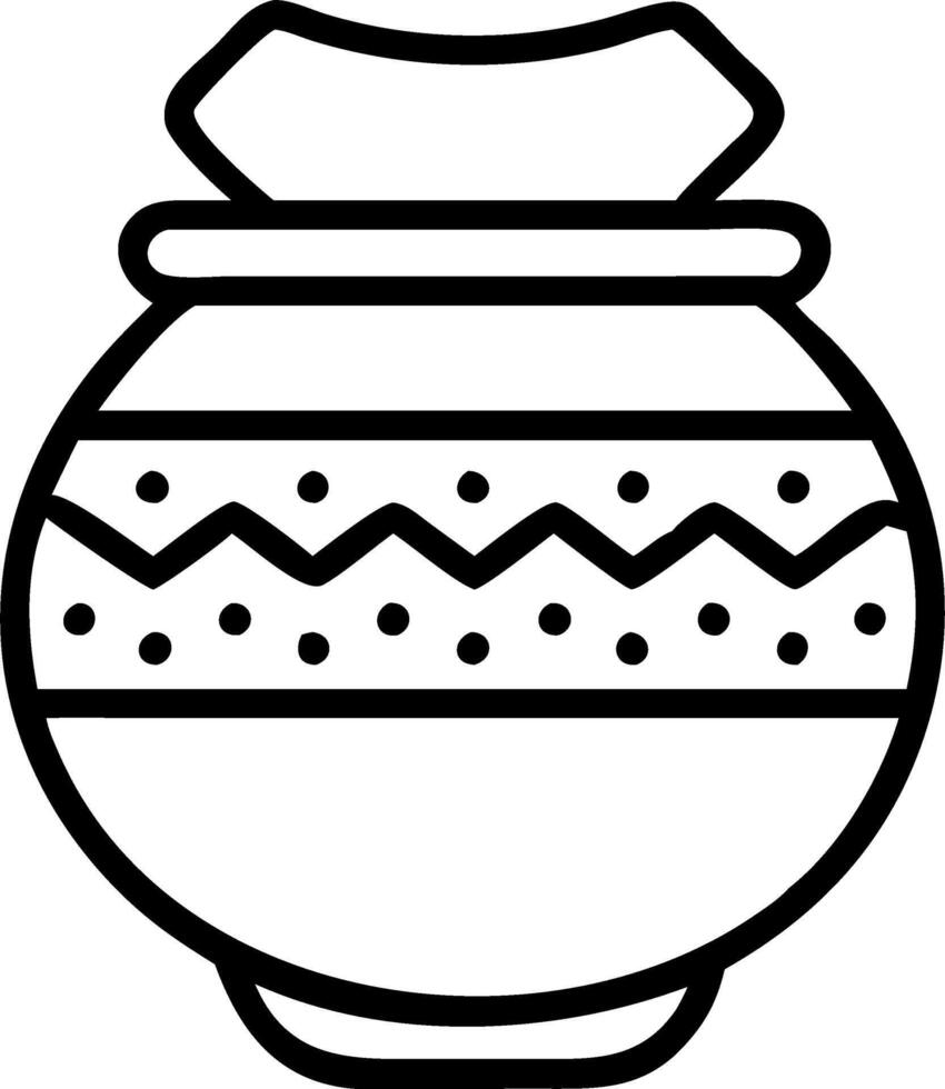 Close up of traditional earthen pot decorated with patterns copy space above. vector