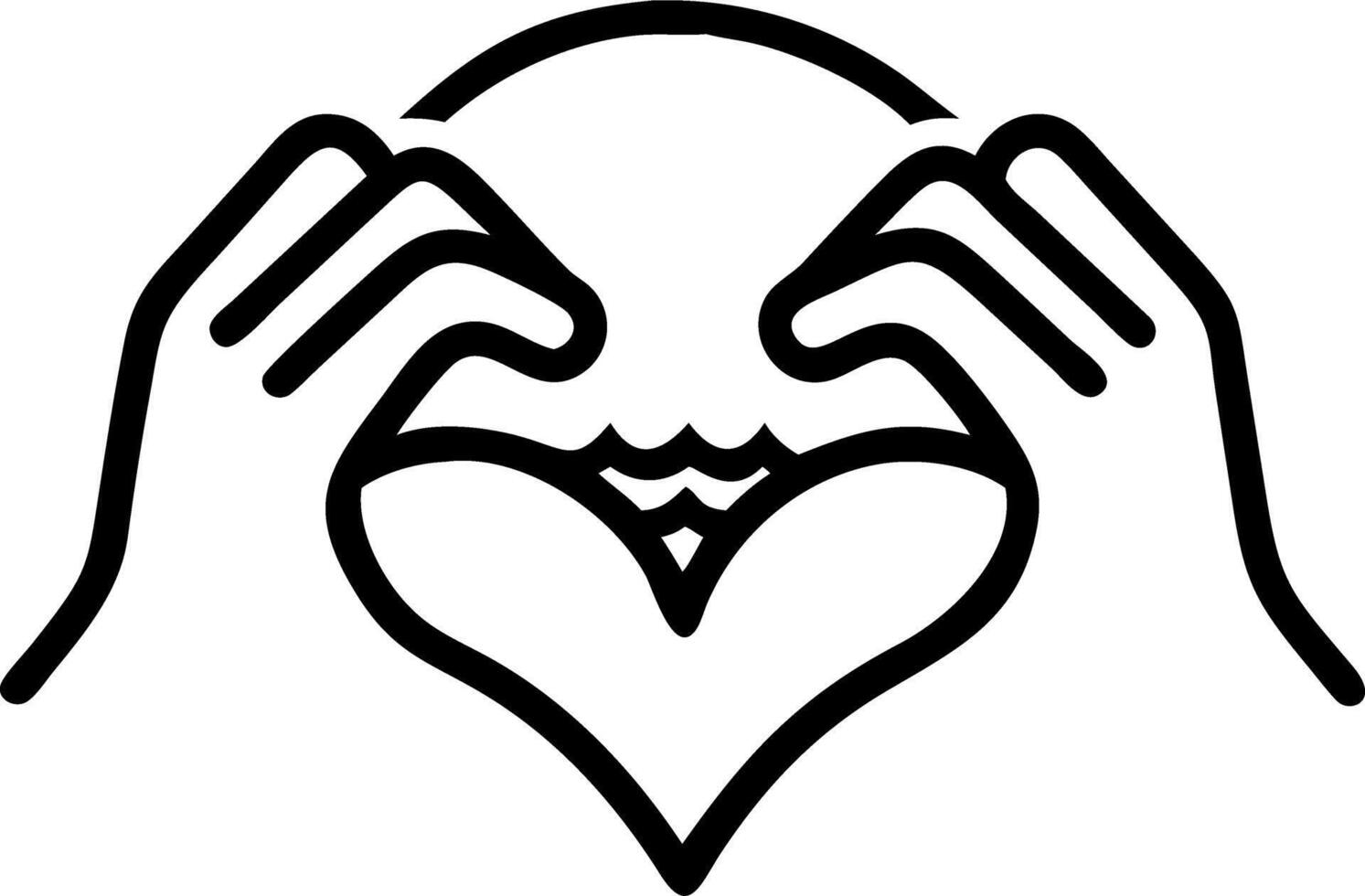 Close up of persons hands forming heart shape over sunset with copy space vector