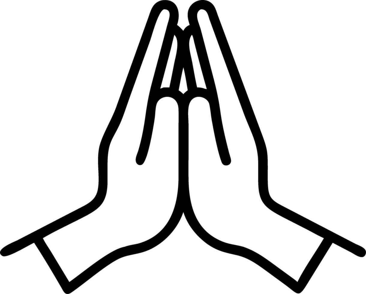 Close up of hands pressing together in yoga prayer pose vector