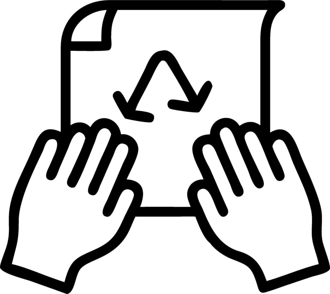 Close up of hands holding recycled paper vector