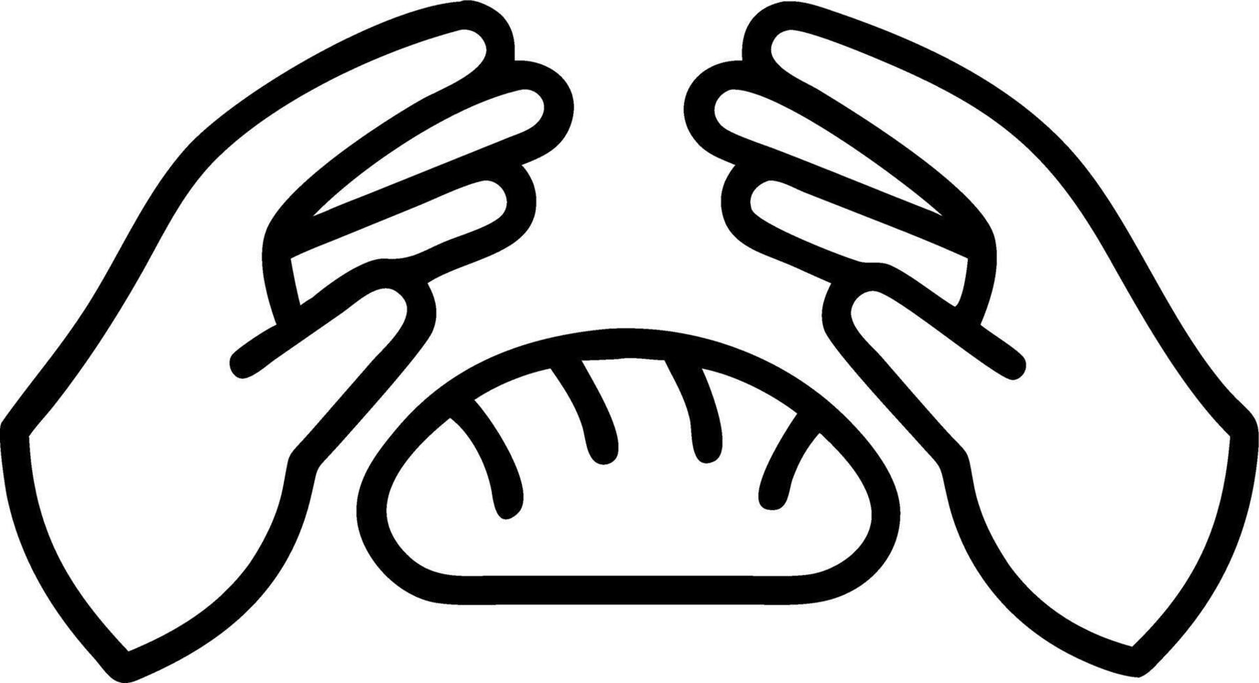 Close up of hands breaking open fresh bread over a table vector