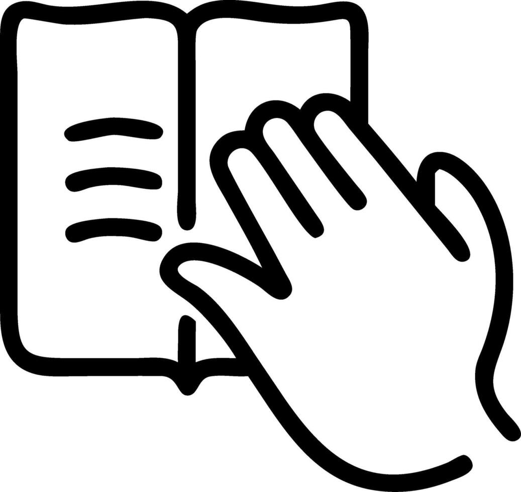 Close up of hand resting on open journal vector