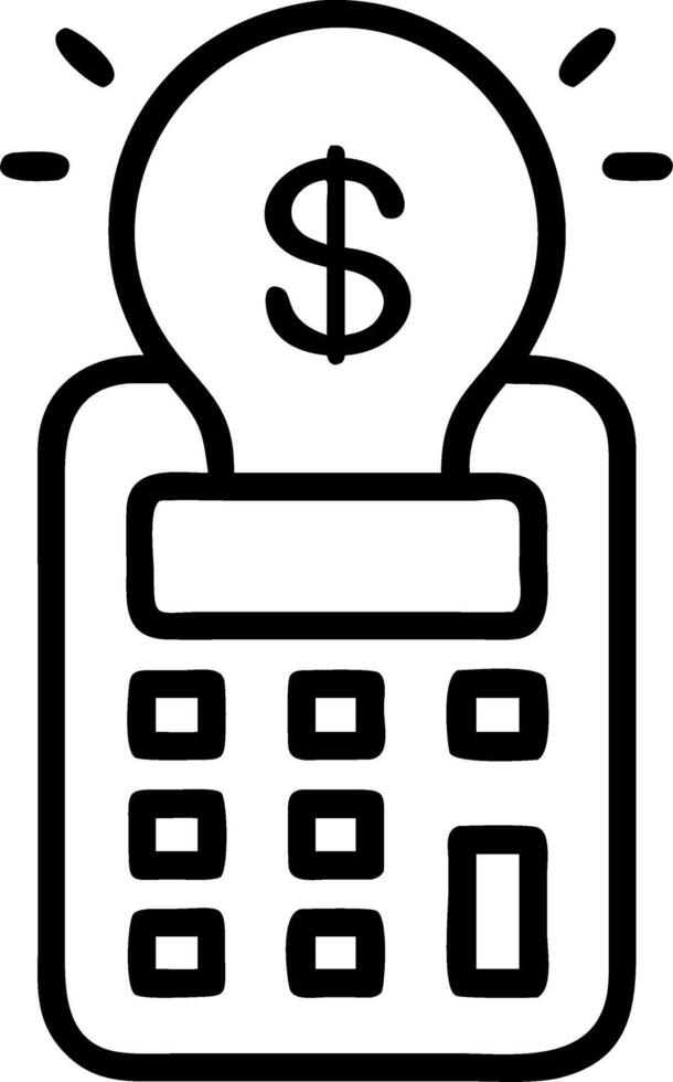 Close up of green lightbulb icon on calculator representing sustainable budgeting vector
