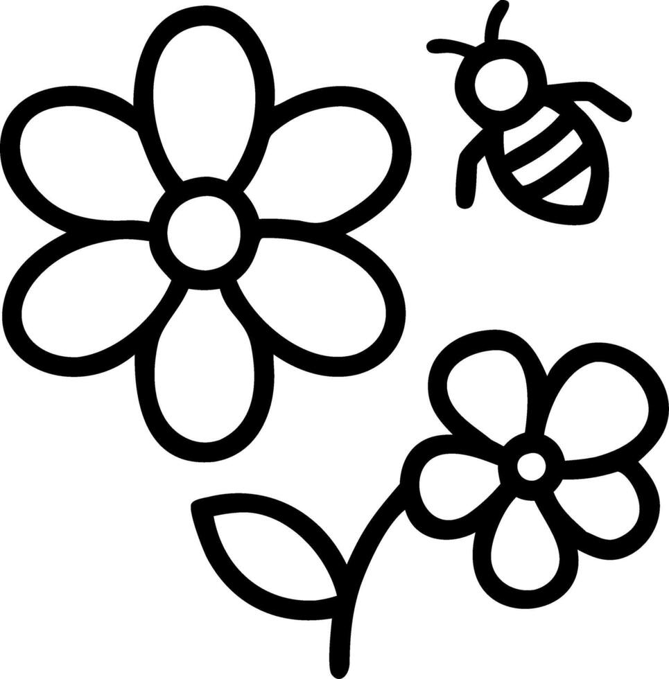 Close up of bees pollinating a flower representing natural sustainability vector