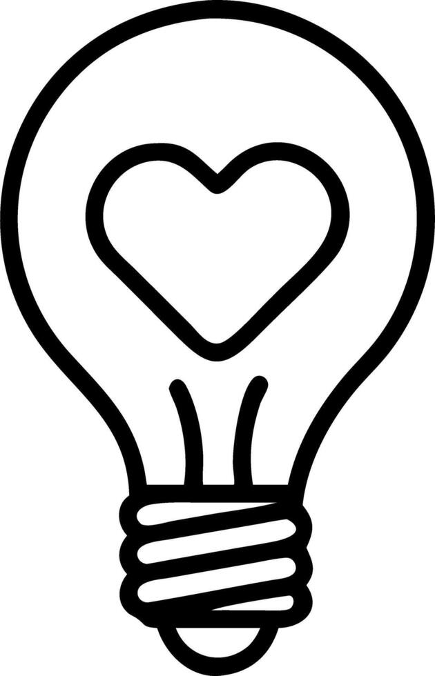 Close up of a lightbulb filament forming a heart shape symbolizing love and epiphany with copy space vector