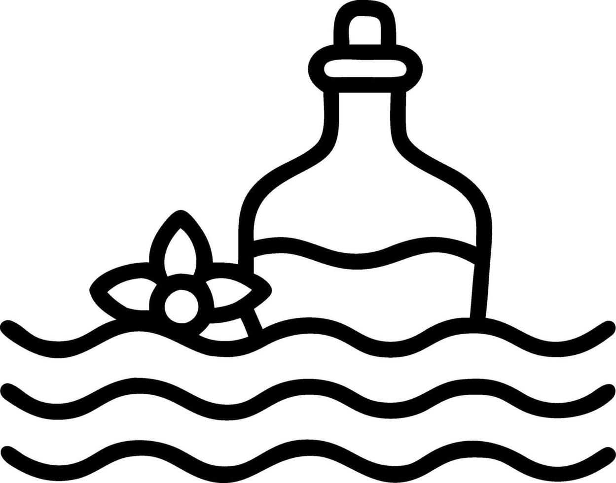 Close up of a luxurious massage oil bottle with gentle ripples in water copy space below. vector