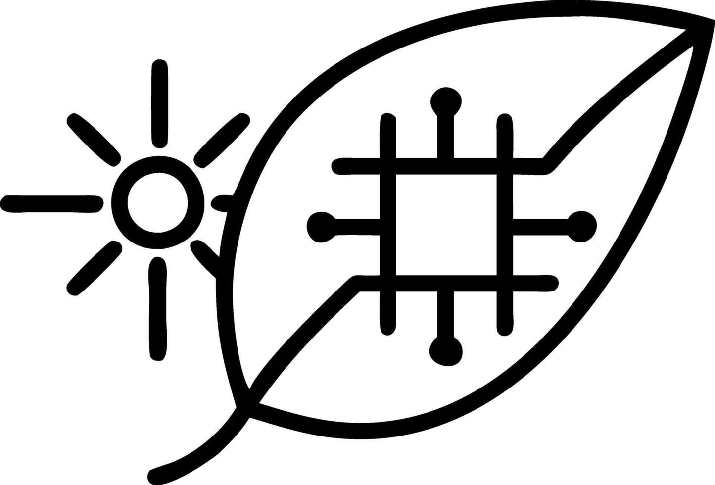 Close up of a leaf with solar cells embedded vector