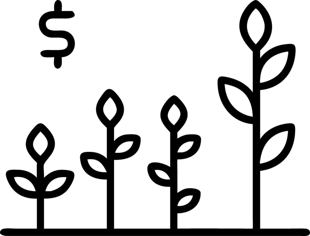 Close up of a financial graph formed by growing plants with copy space vector