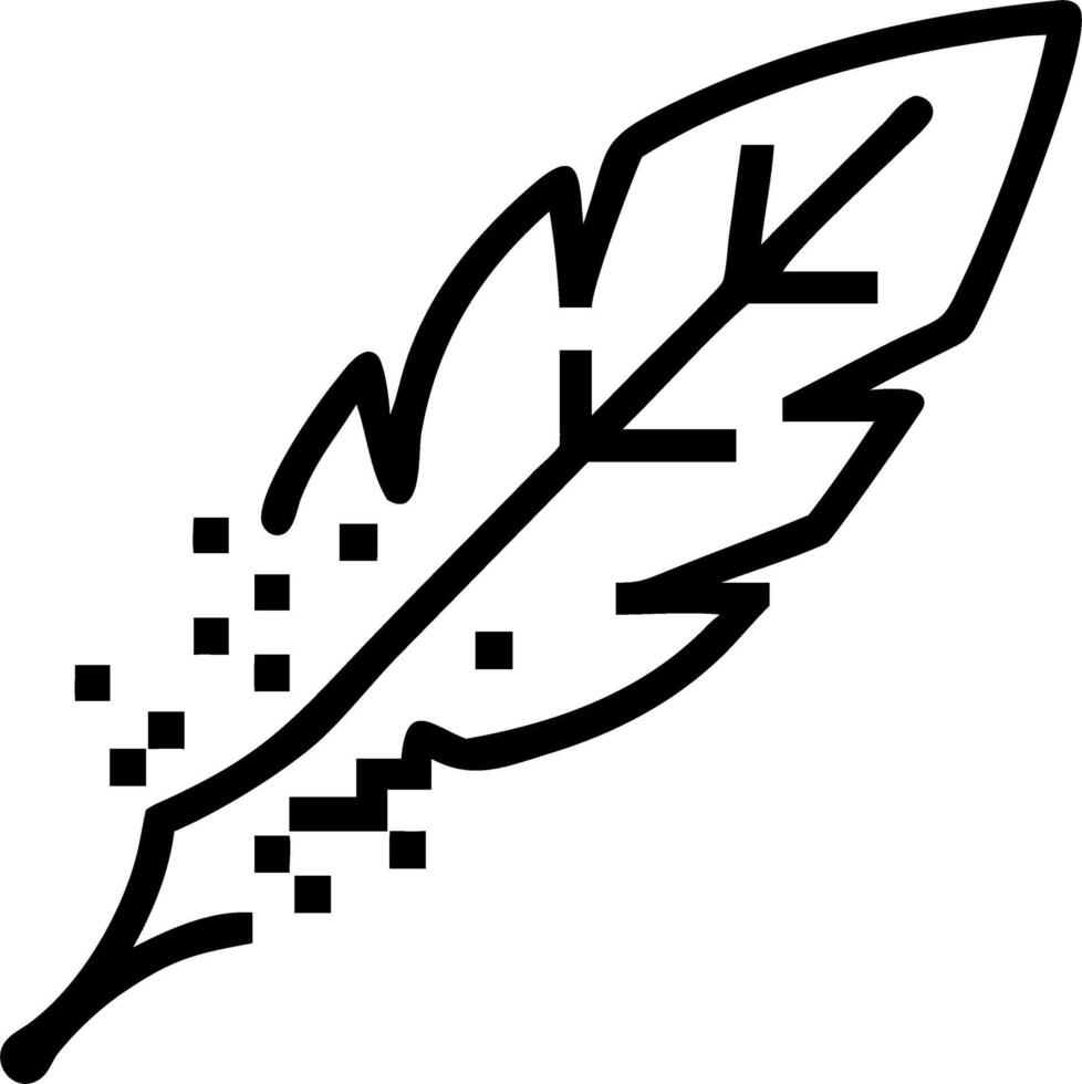 Close up of a digital feather dissolving into pixels with copy space vector