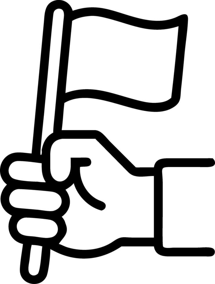 Close up of a childs hand holding a small flag copy space on the side. vector