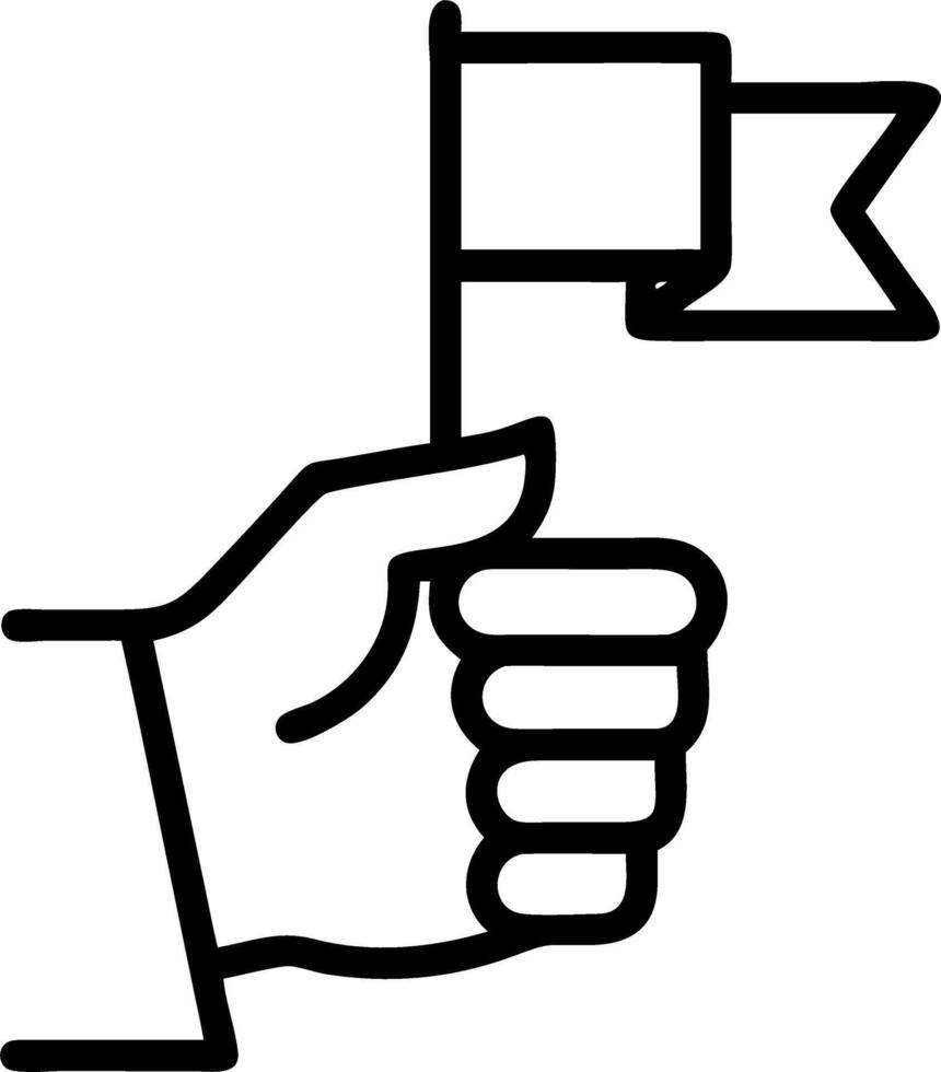 Close up of a businesswomans hand raising a flag representing career growth vector