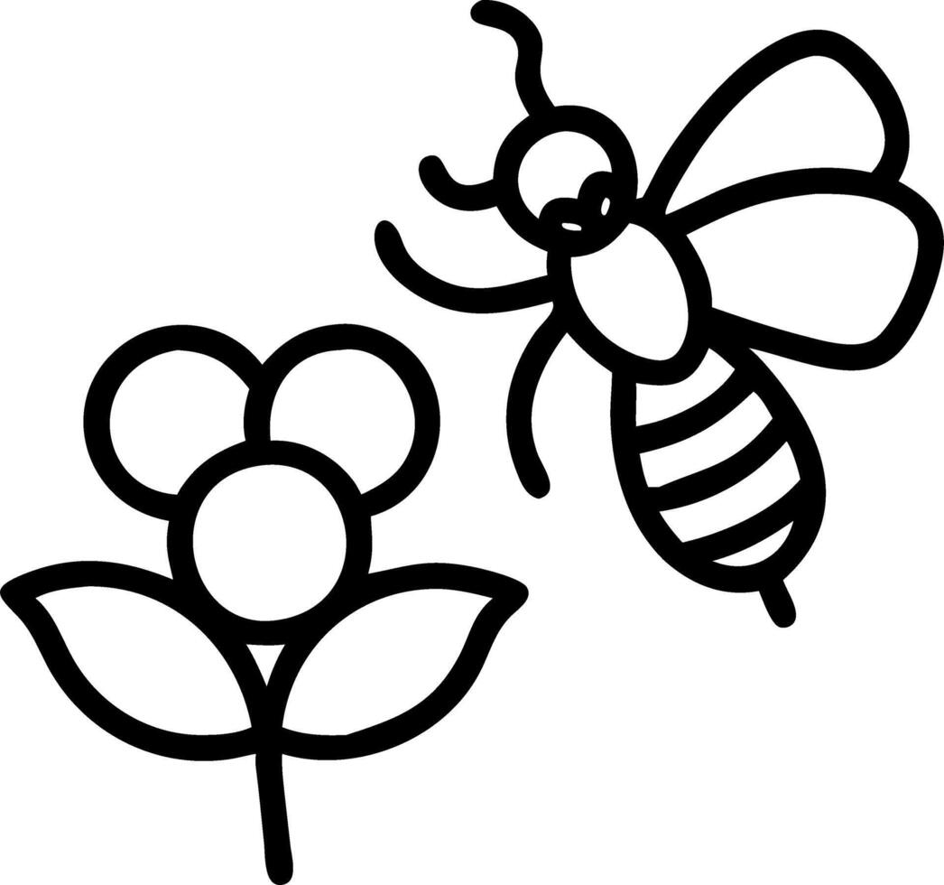 Close up of a bee pollinating a flower vector
