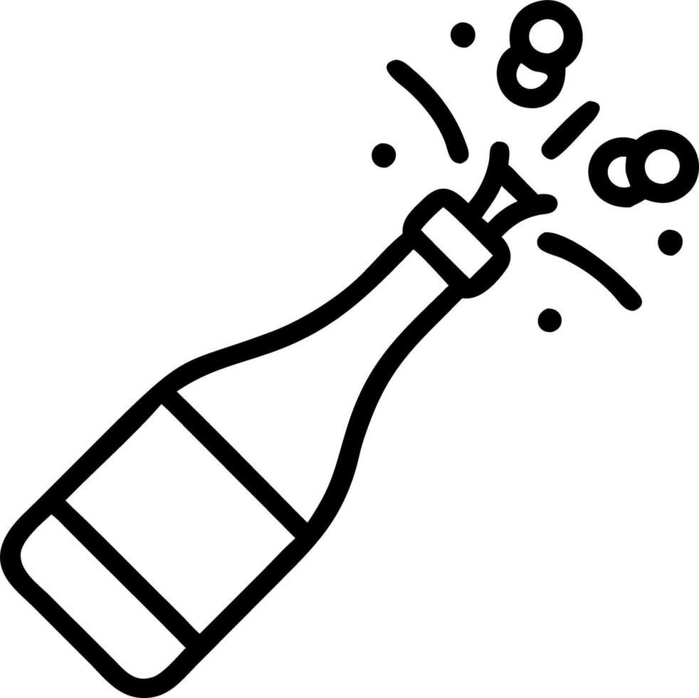 Champagne bottle popping with floating bubbles isolated on white background. vector