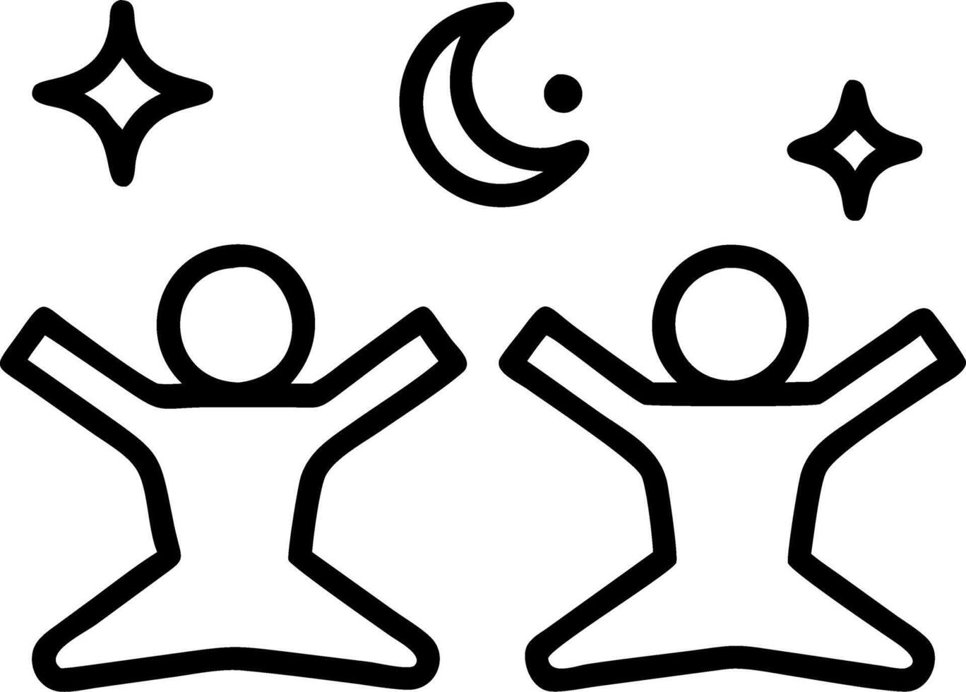 Candid shot of people practicing yoga under the stars with copy space on the side. vector