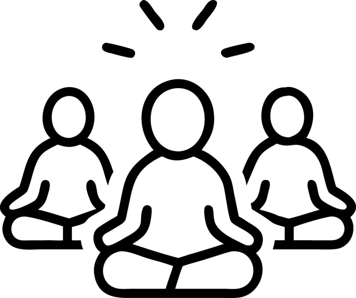 Candid image of group participating in guided meditation copy space above. vector