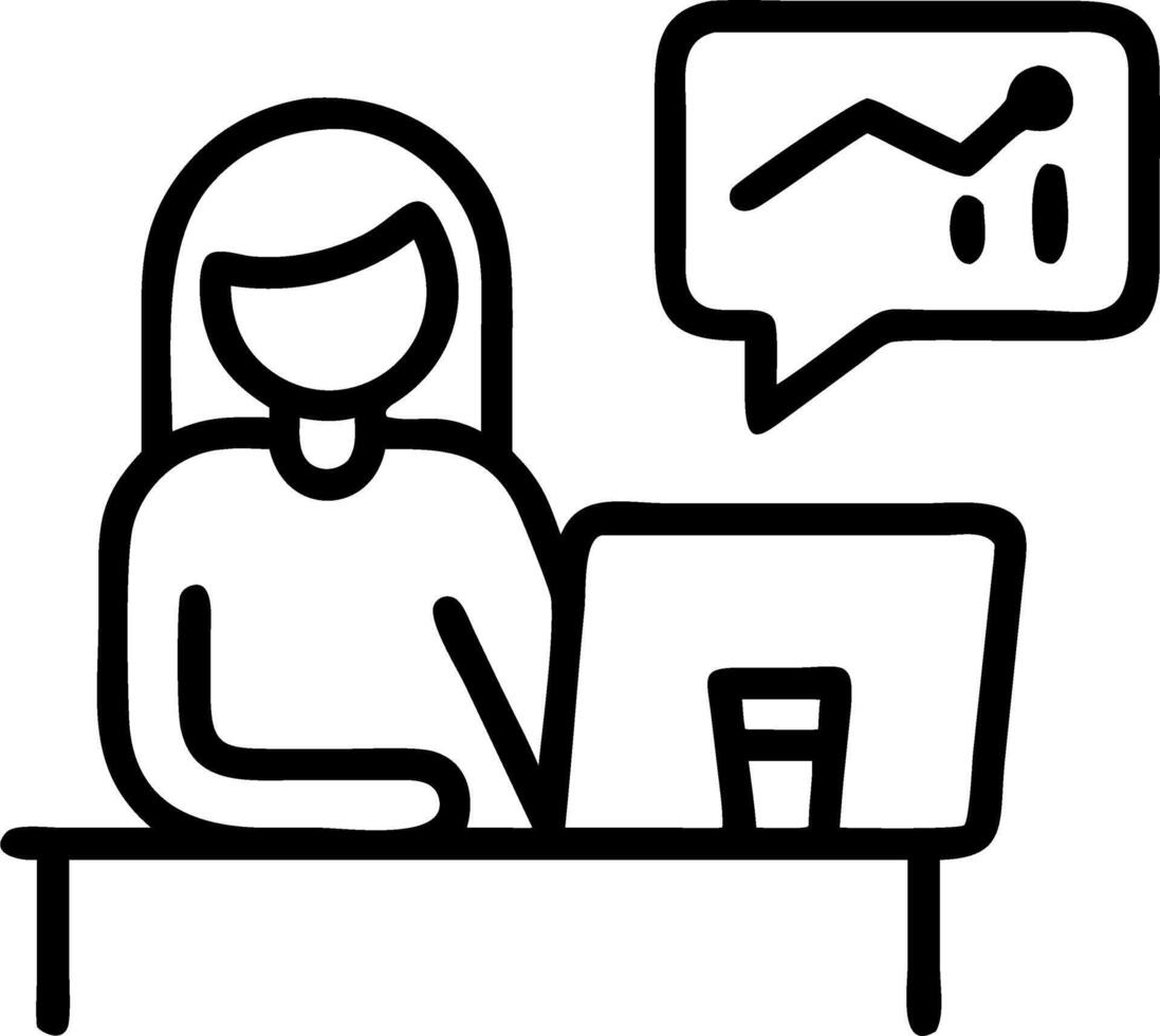 Businesswoman using AI powered marketing tools on plain desk copy space vector