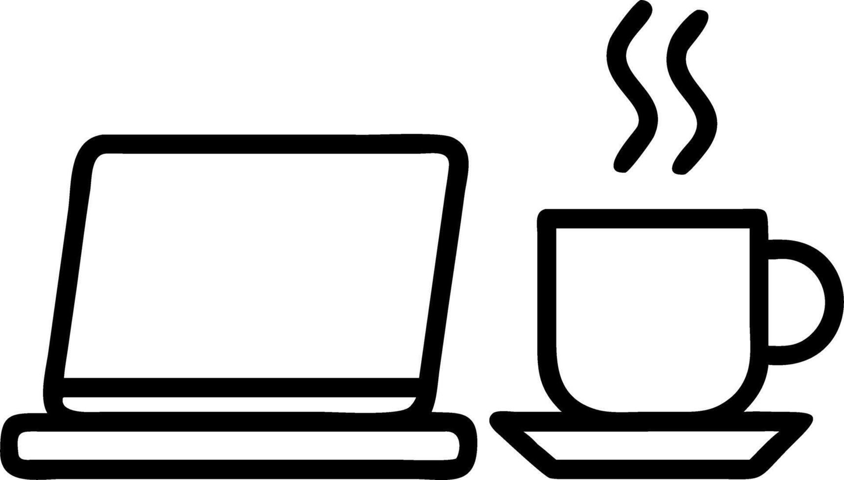 Soft Abstract of Morning Coffee and Laptop on Kitchen Counter vector