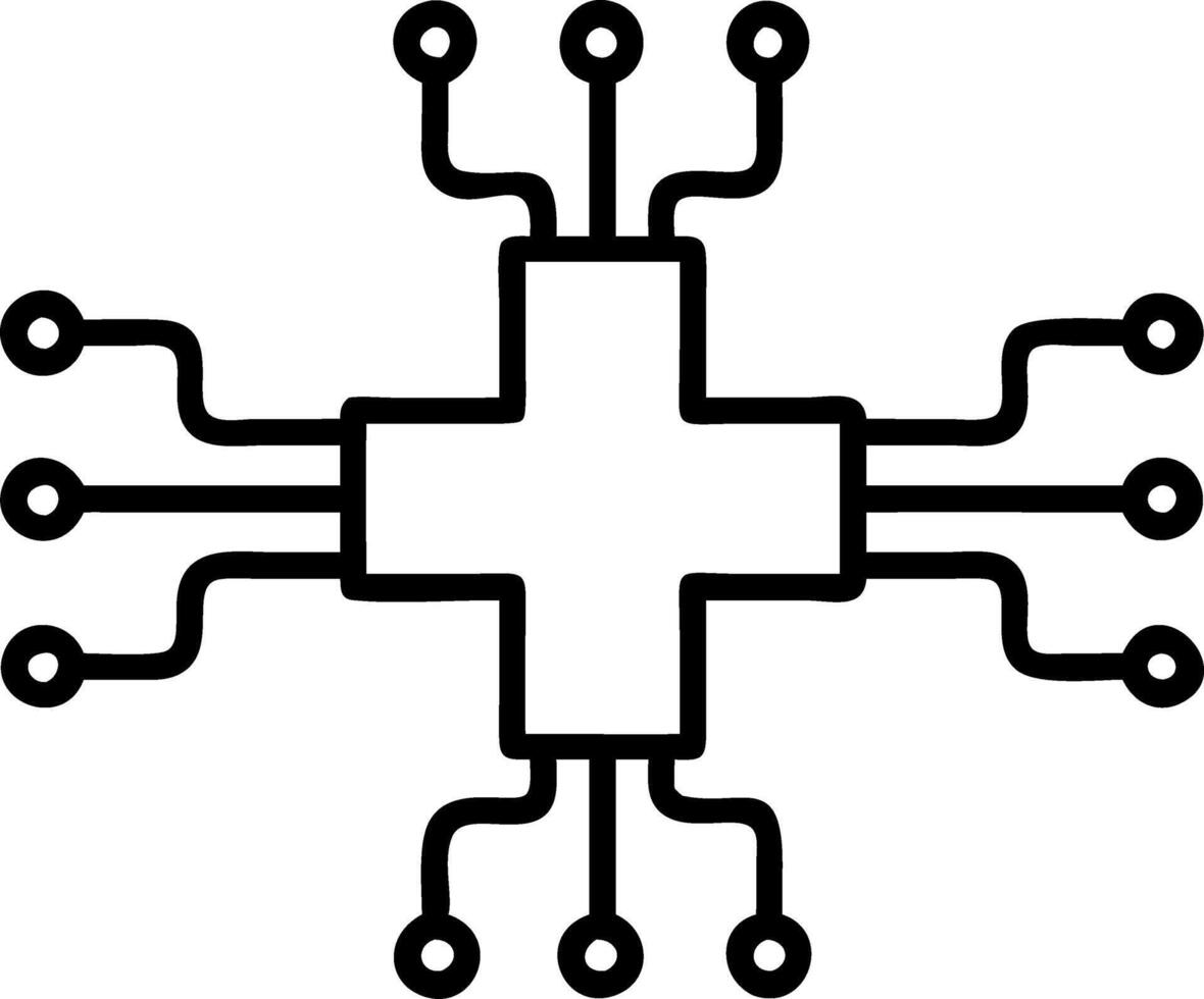 Soft abstract image of medical cross symbol made of digital network connections and copy space vector