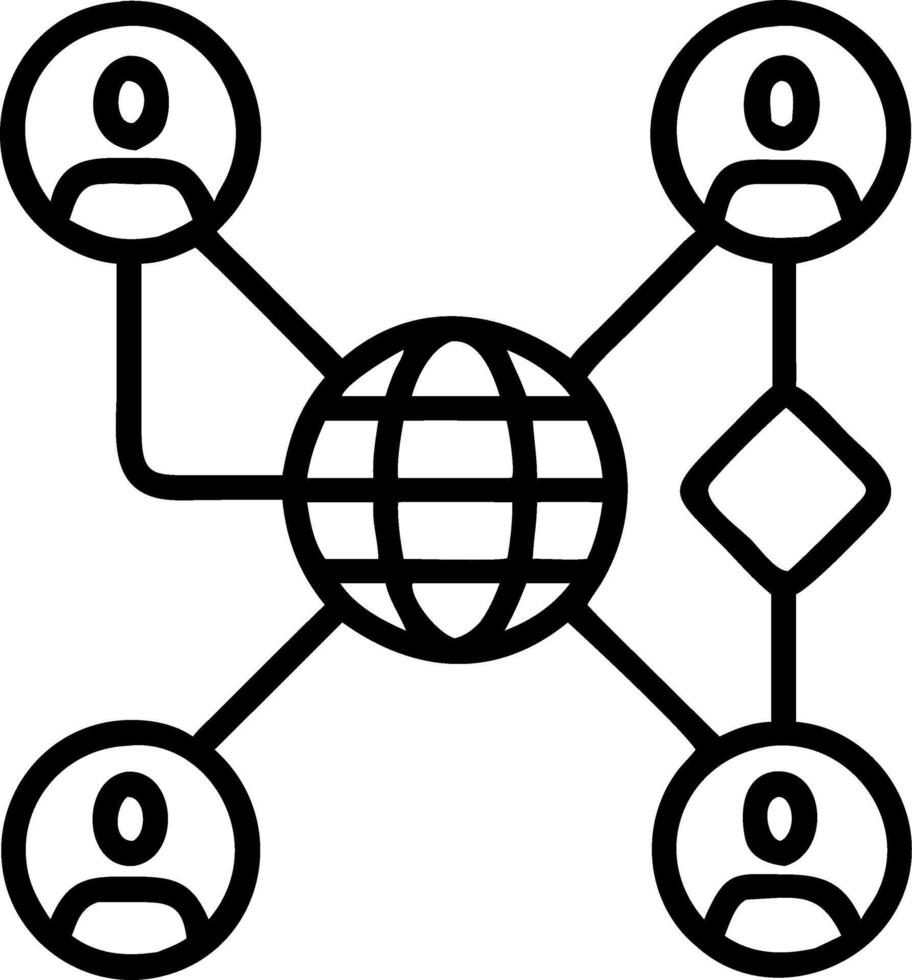 Scientists sharing research over global network vector