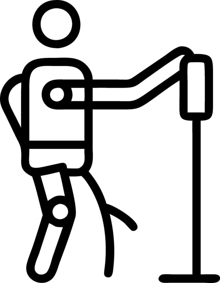 Robotic exoskeleton assisting patient in rehabilitation center vector