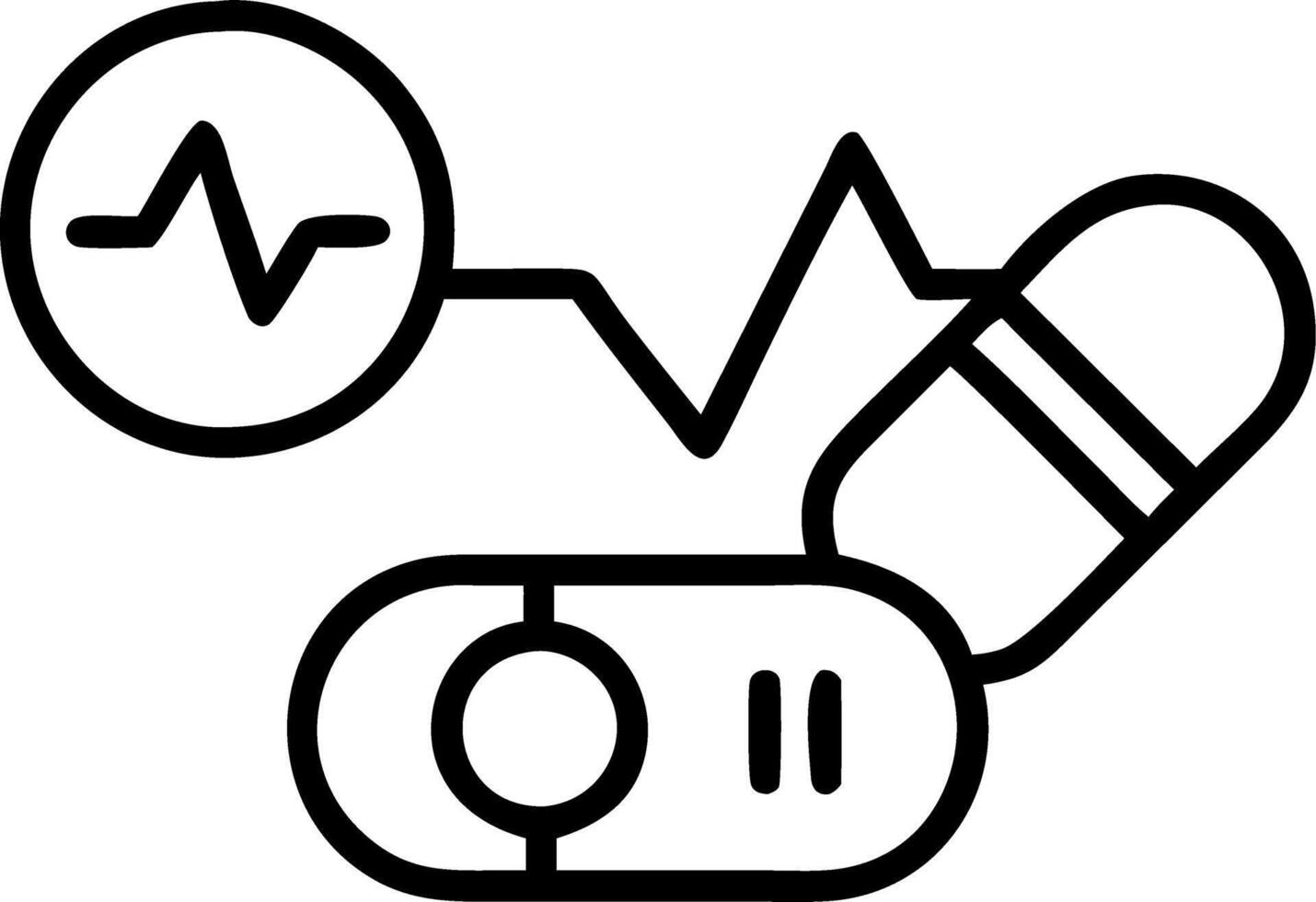 Plain yellow background with robotic pill and heartbeat symbol vector