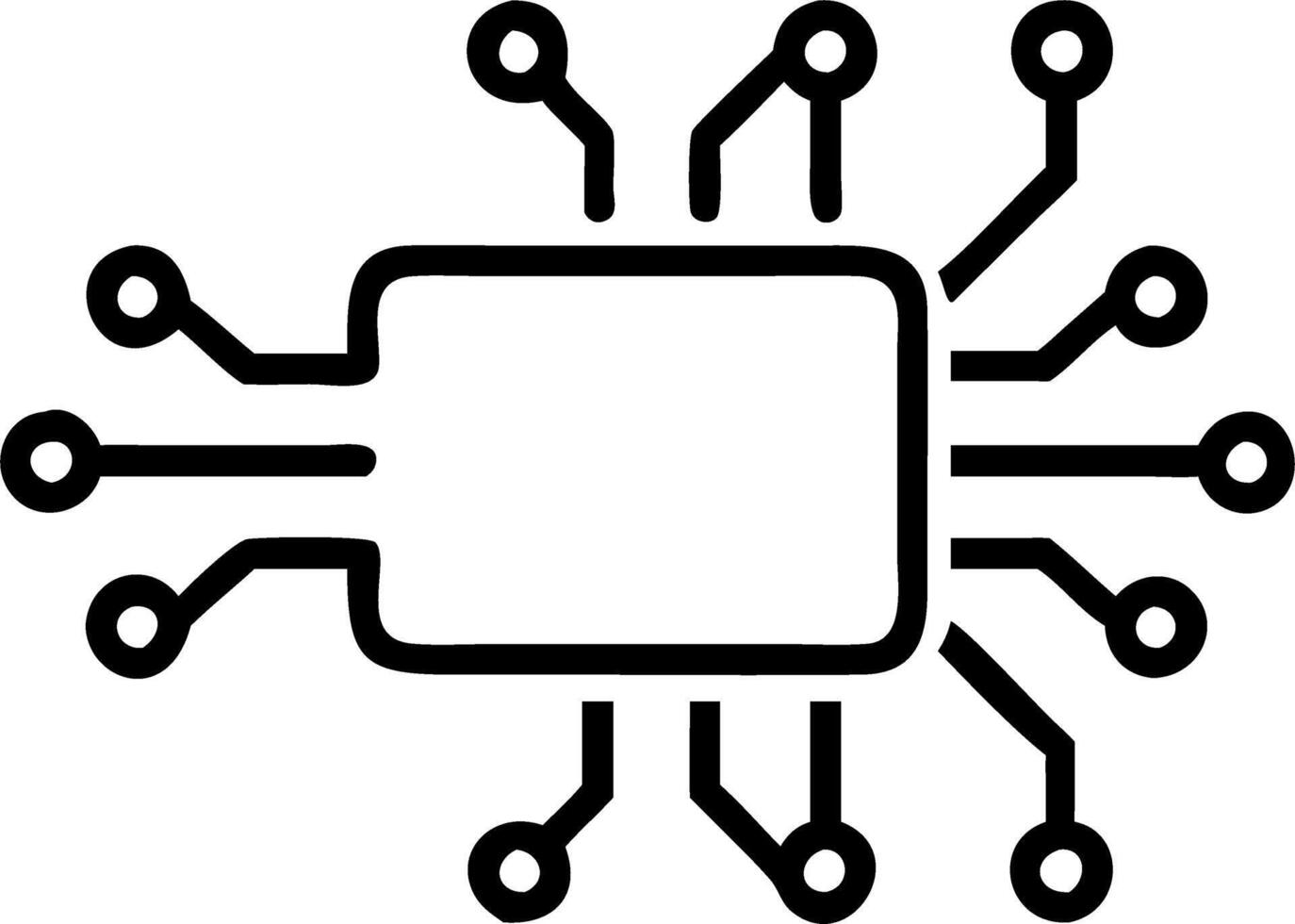 Plain white background with minimalistic AI circuit lines vector