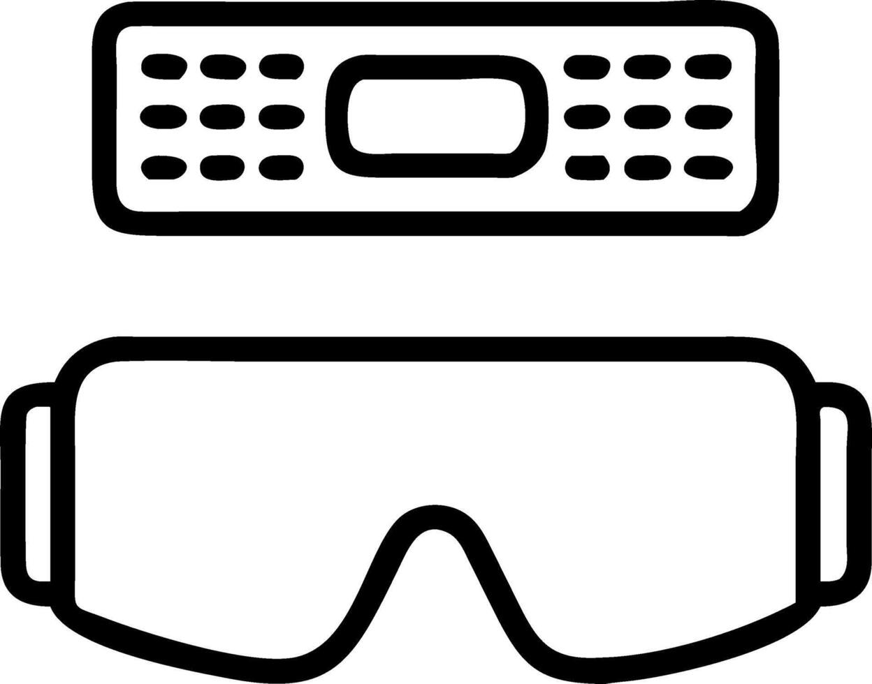 Plain background with VR headset and keyboard and copy space vector