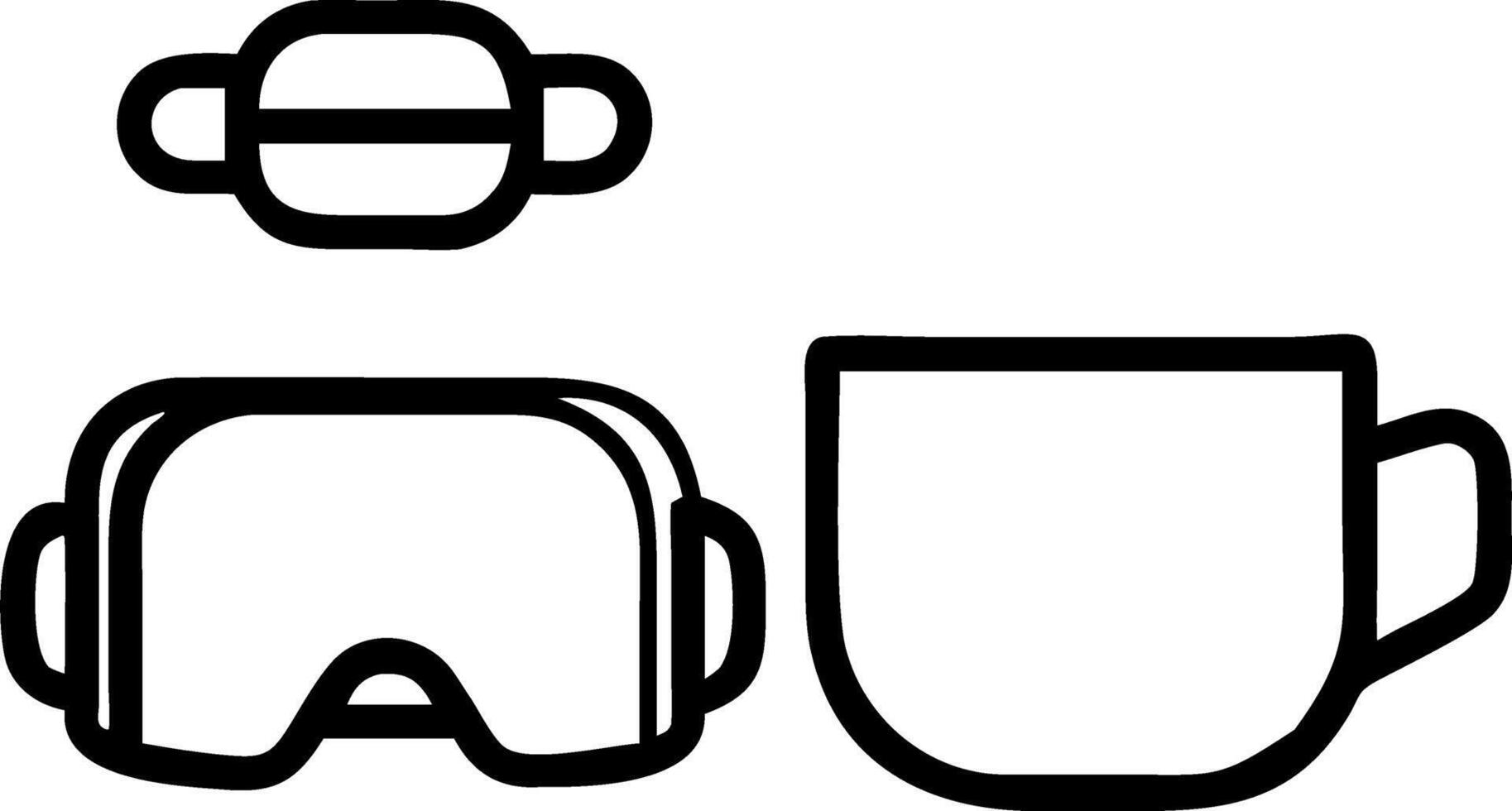 Plain background with VR headset and coffee cup and copy space vector