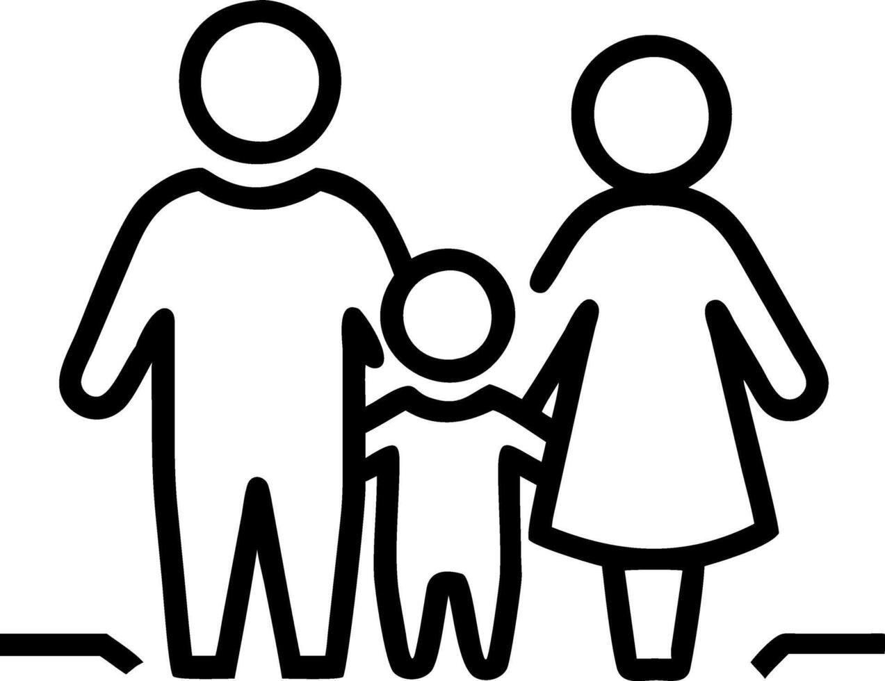 Plain Background with Family Silhouette at Sunrise on the Beach vector