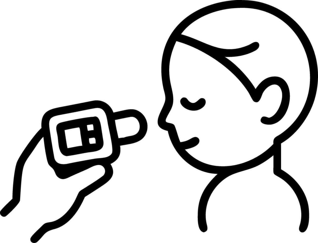Pediatrician using digital thermometer on child patient vector