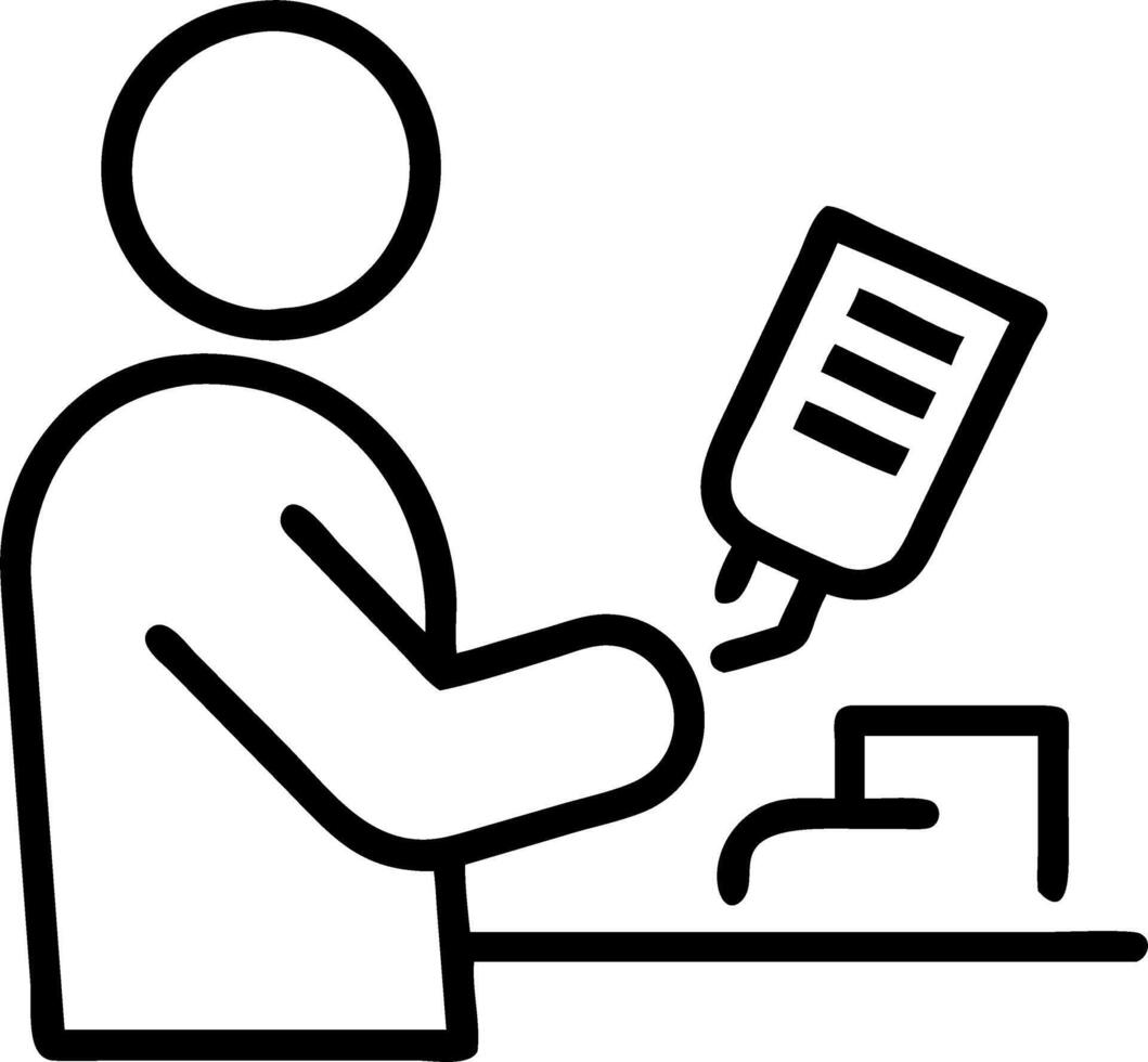 Pharmacist scanning prescription using digital system vector