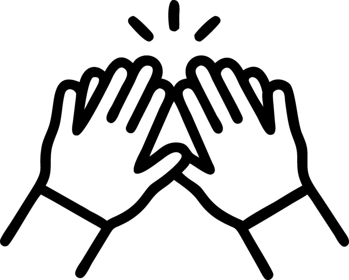 Macro Shot of Hands Coming Together for a High Five vector