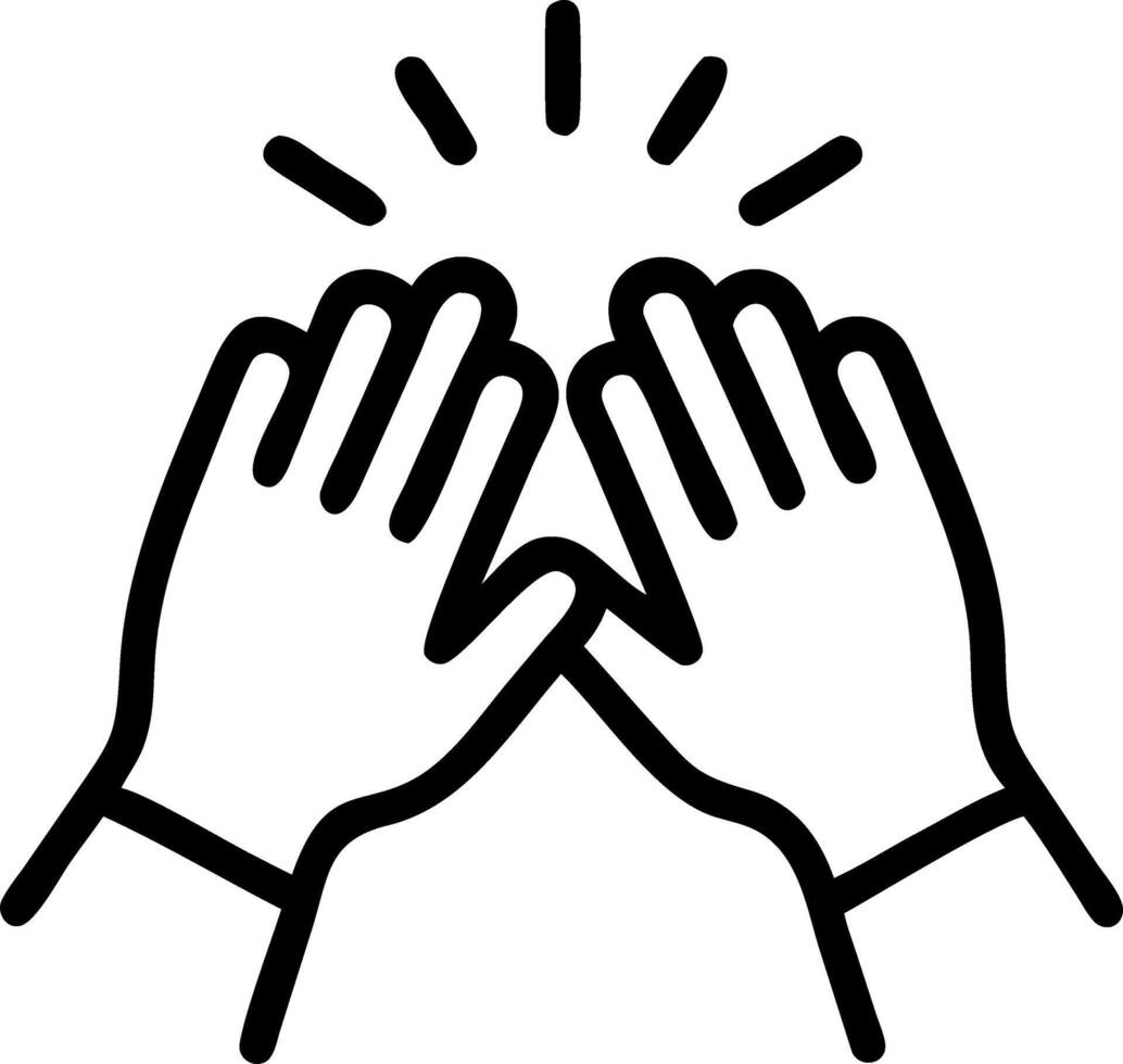 Macro of Hands Celebrating Success with High Five Gesture vector