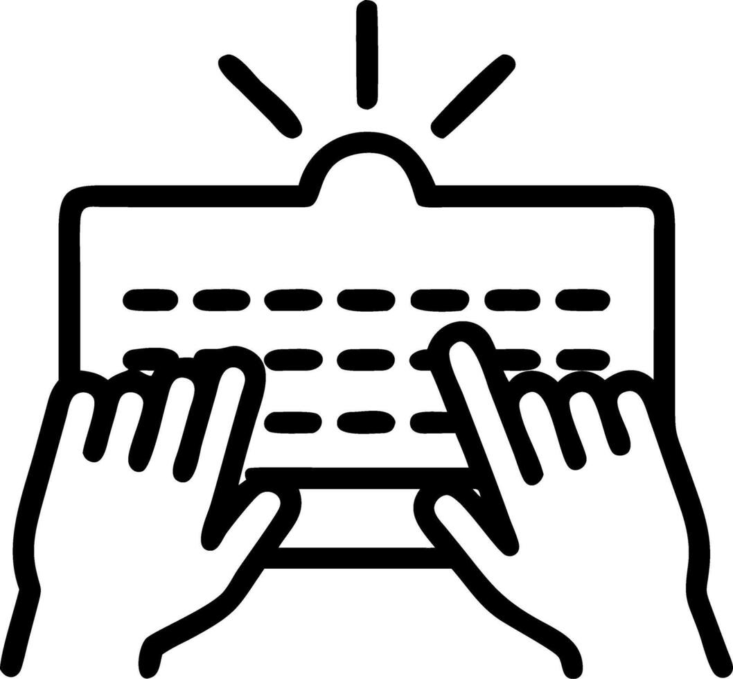Macro of Fingers Typing on Laptop in the Morning vector